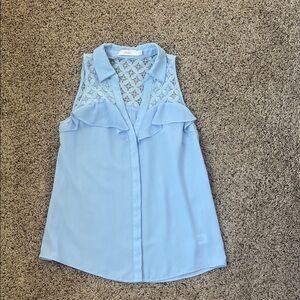 Candies Sky Blue Sleeveless Blouse with Lace Detail Size Small